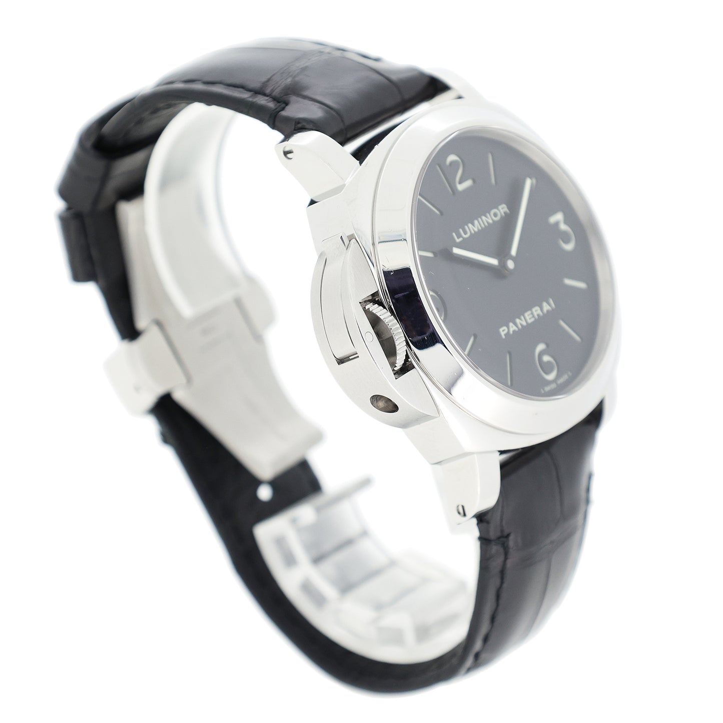 Rare Panerai Luminor Base Left Hand PAM00219 Men's Watch with Left Crown and D Buckle