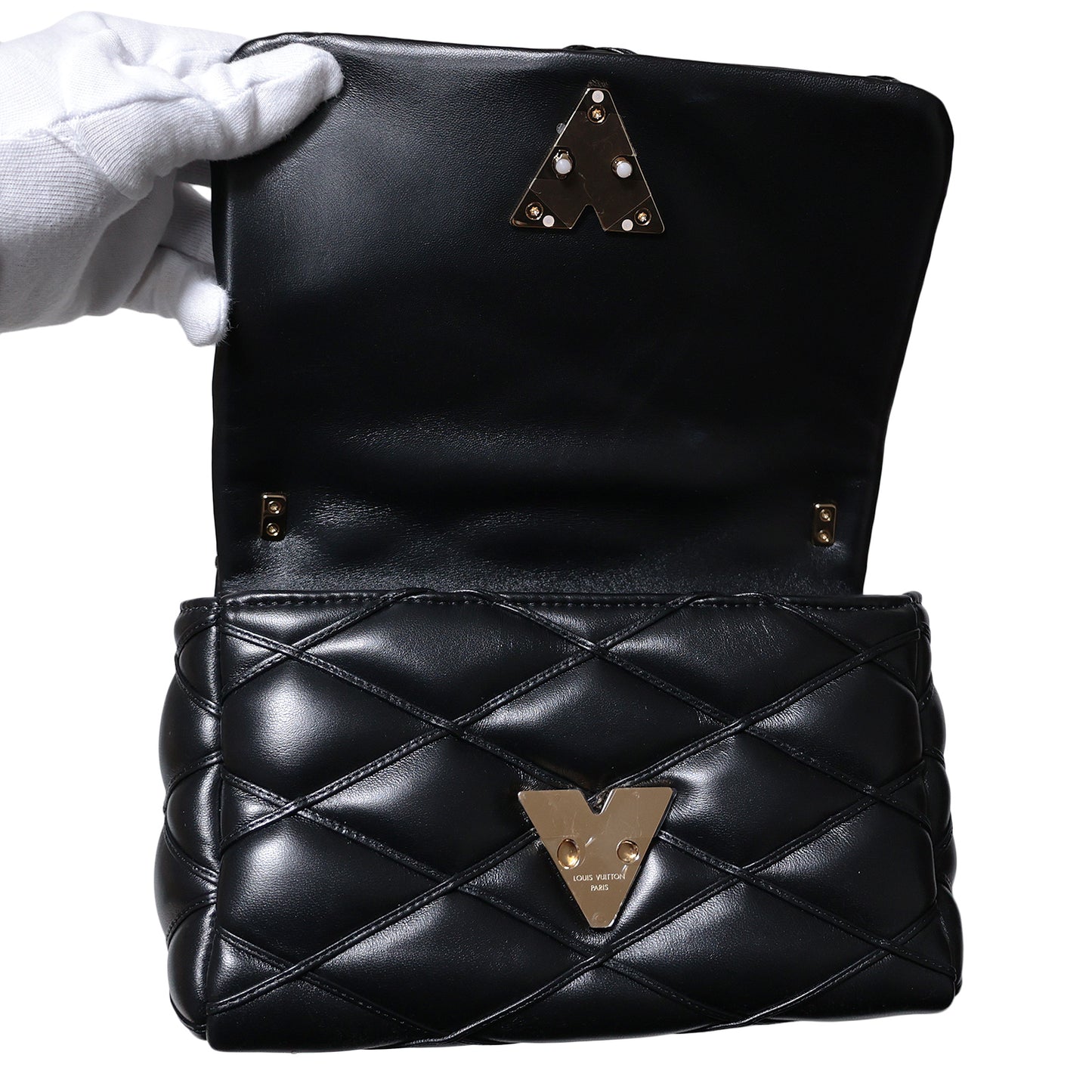 未使用，展示品质 LOUIS VUITTON Maltage GO-14 MM M22891 双向黑色女士手提包
LV