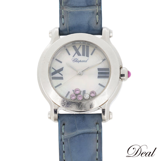 Chopard ショパール ハッピースポーツ シェル 8509 1Pダイヤ 4Pピンクサファイア レディース 腕時計