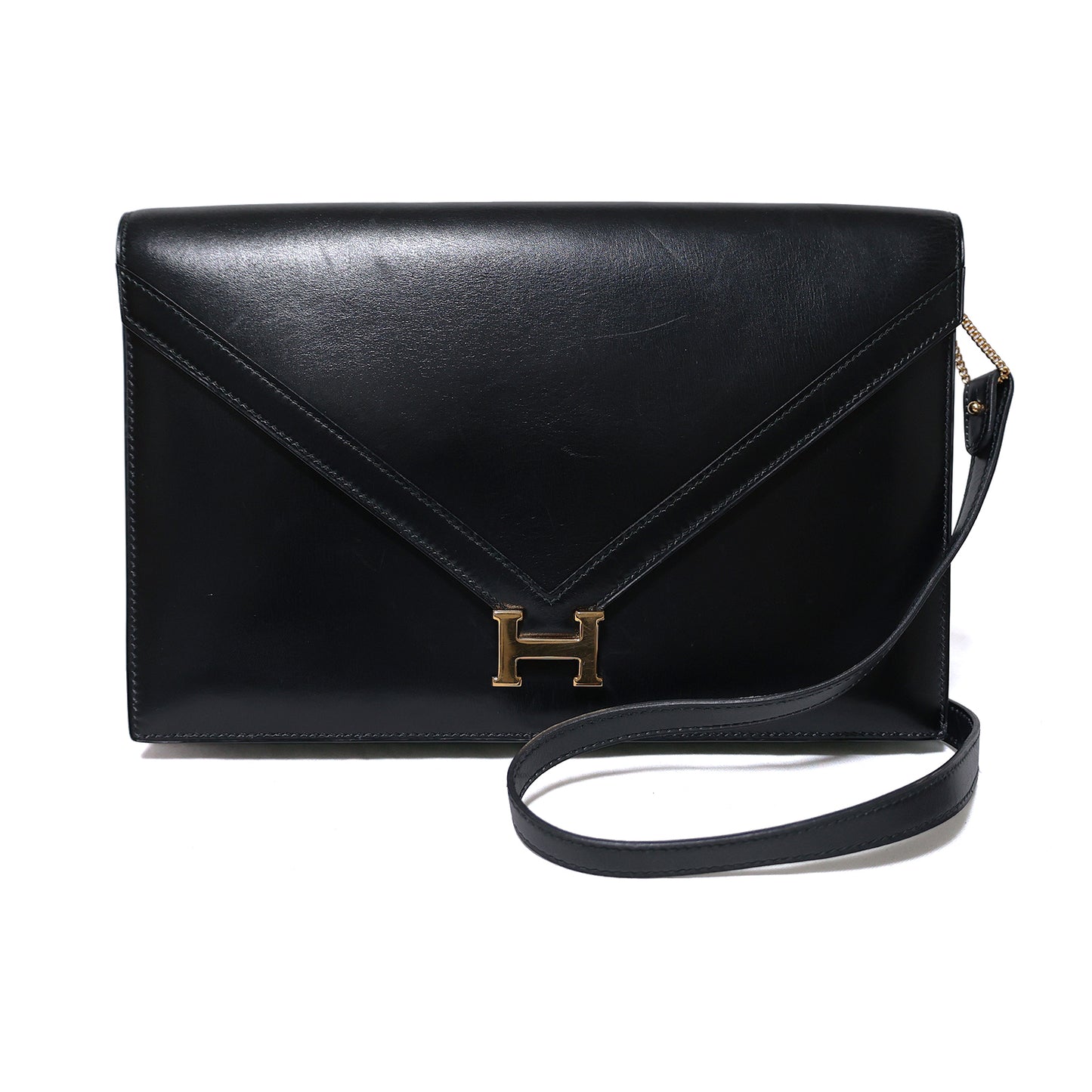 HERMES エルメス リディ ヴィンテージ ボックスカーフ ゴールド金具 ブラック レディース ショルダーバッグ