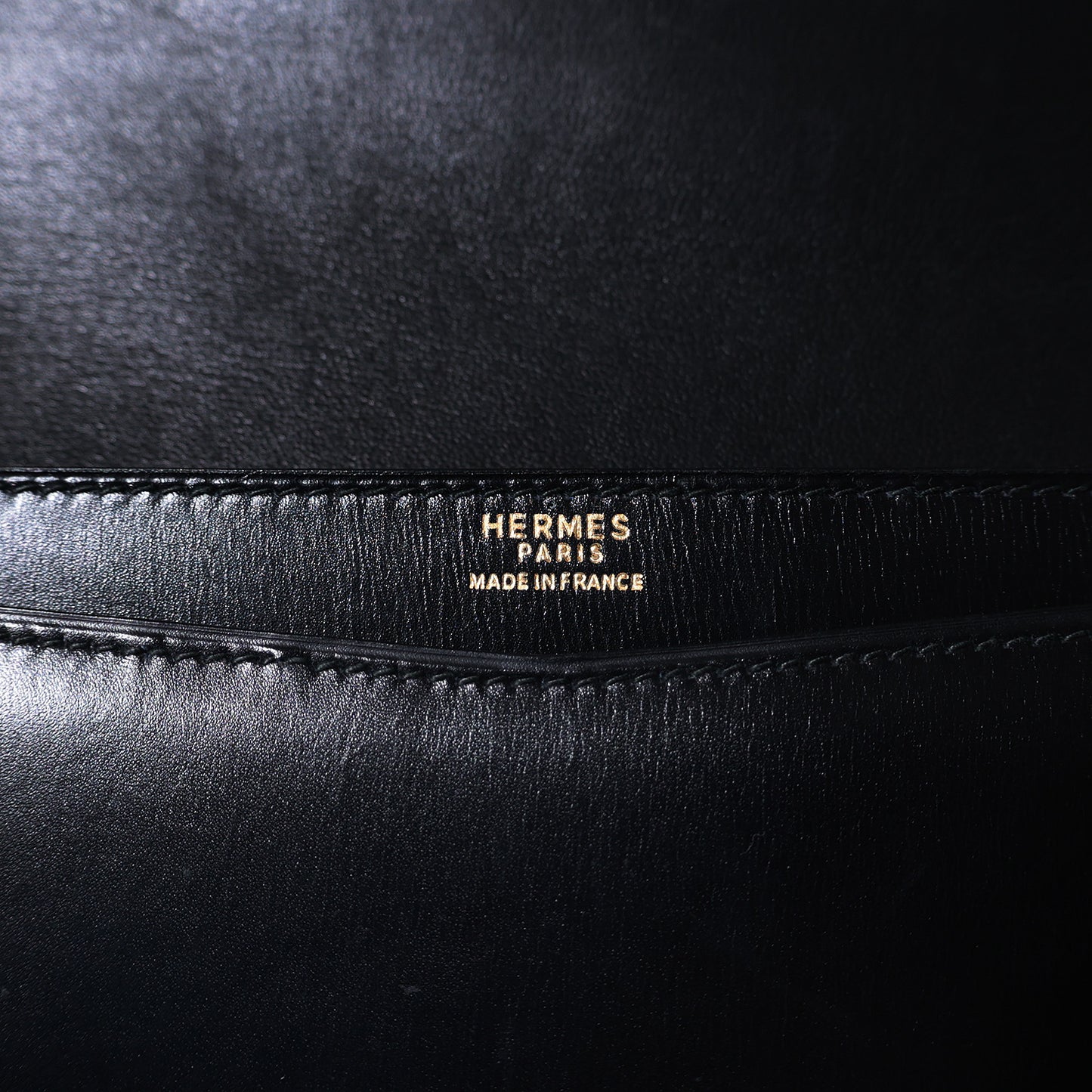 HERMES Liddy Vintage Box Calf Leather with Gold Hardware, Black, Women's Shoulder Bag
