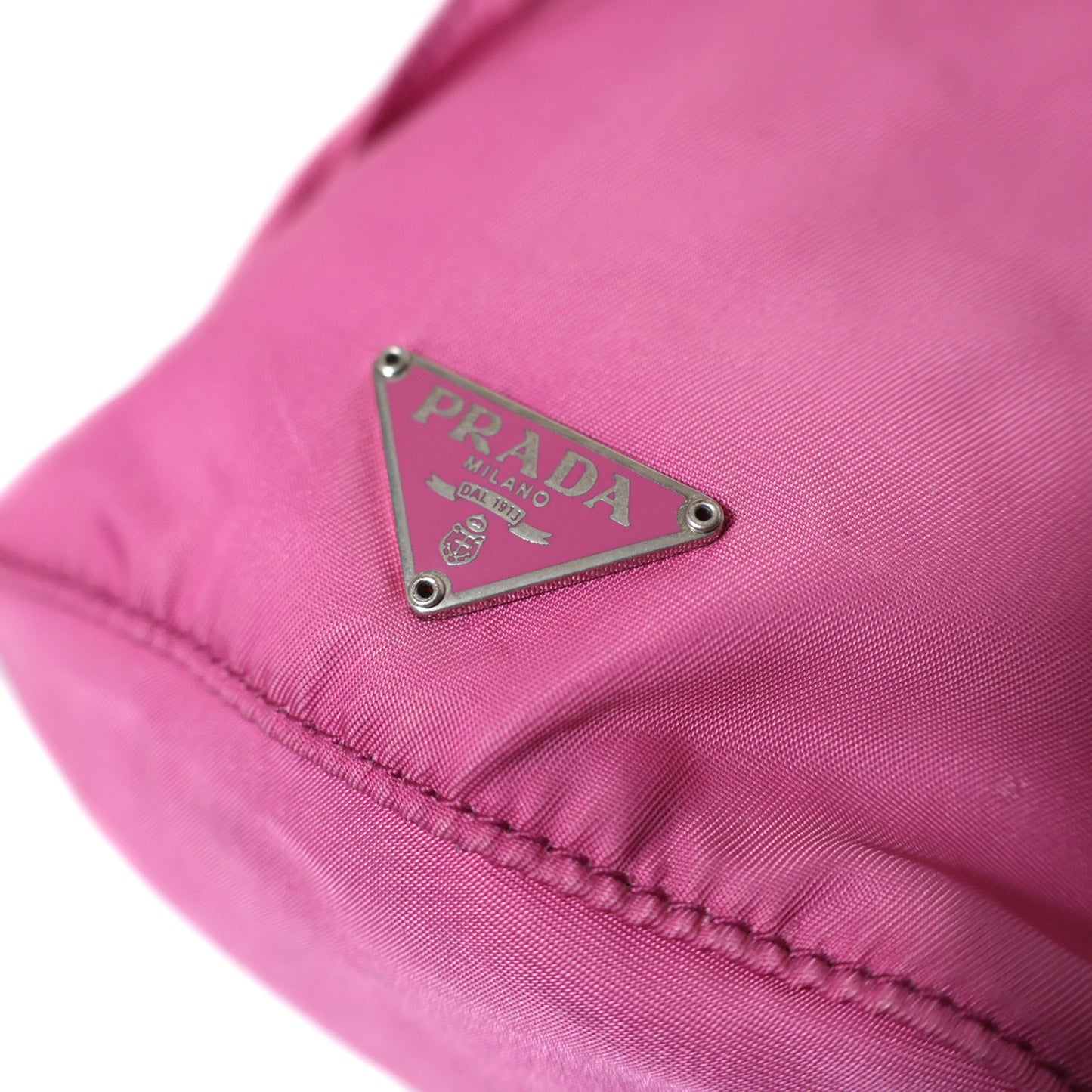 PRADA プラダ ナイロン 巾着 アクセサリーポーチ 1NA369 三角ロゴプレート ピンク レディース ポーチ