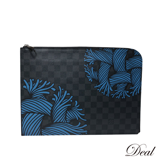 美品 LOUIS VUITTON ルイ・ヴィトン ポシェットジュールGM クリストファーネメス N41685 ダミエ グラフィット セカンドバッグ ブラック メンズ クラッチバッグ
LV