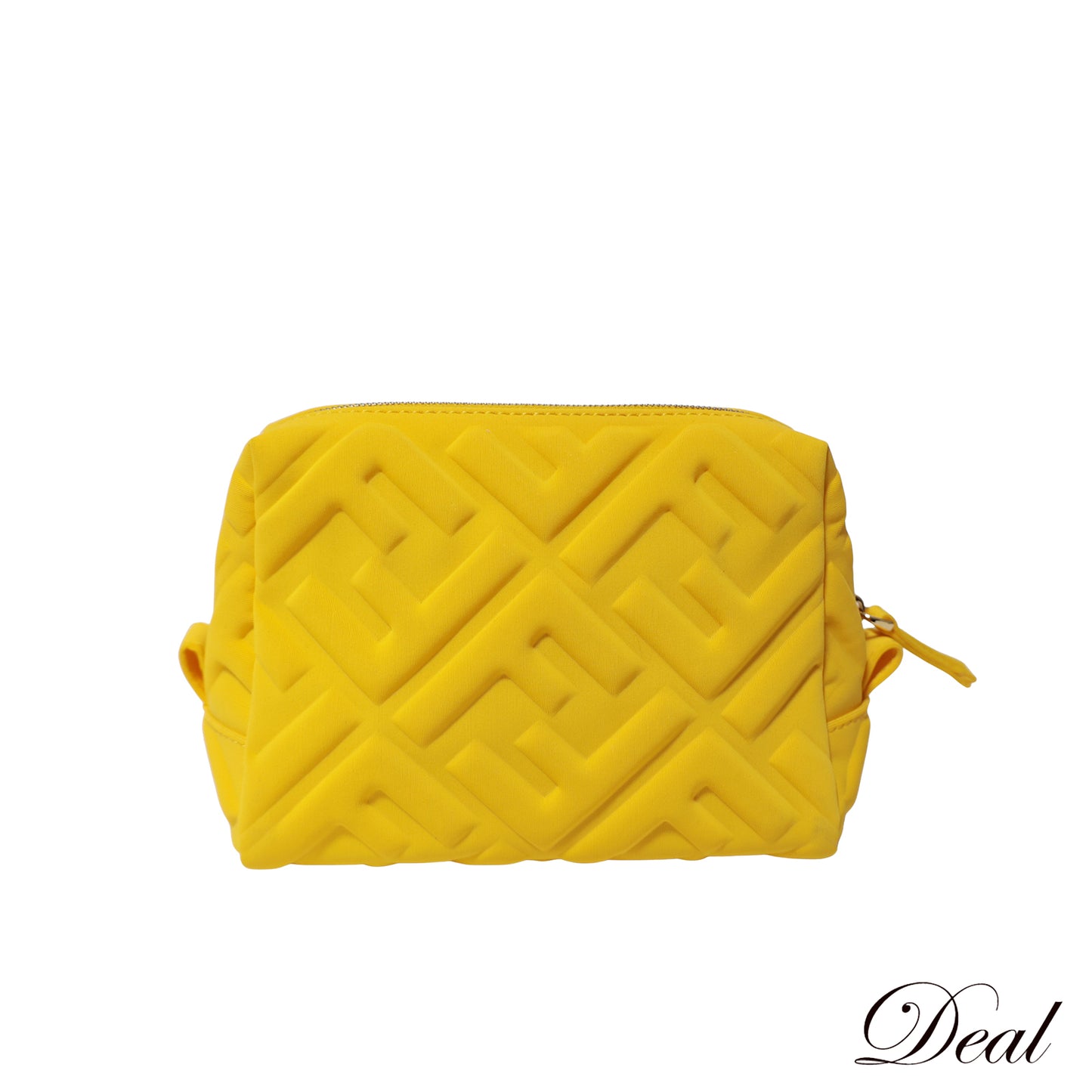 FENDI (Fendi) FF ZUCCA embossed fabric 8N0172 yellow women's cosmetic pouch