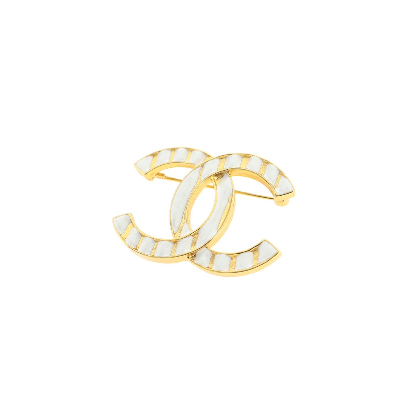 未使用 展示品 CHANEL シャネル ココマーク ストライプ I23C ホワイト レディース ブローチ