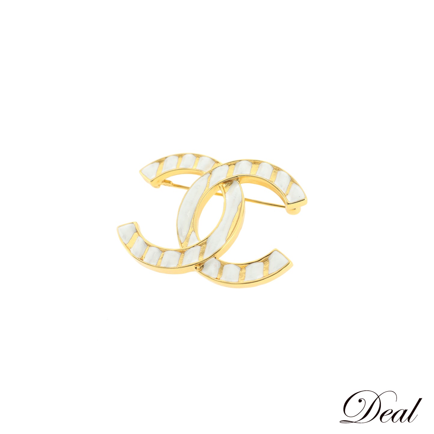 未使用 展示品 CHANEL シャネル ココマーク ストライプ I23C ホワイト レディース ブローチ