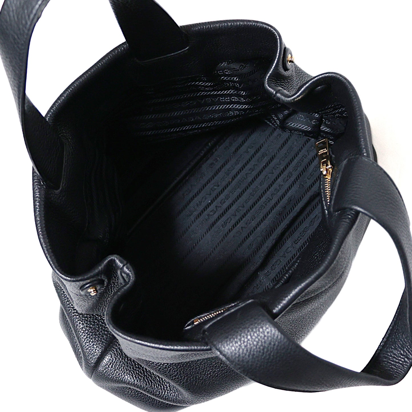 PRADA Prada Punching Logo Medium Tote Bag 1BG384 Black Women's