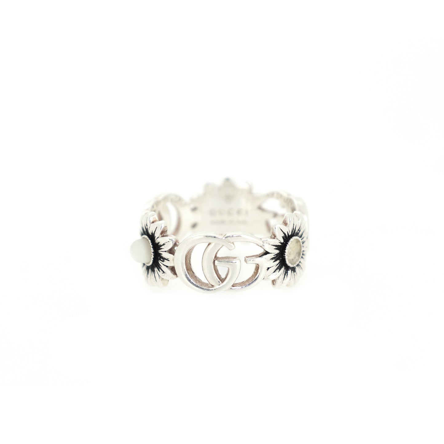 GUCCI グッチ ダブルG マザーオブパール スターリングシルバー シルバー メンズ リング 指輪