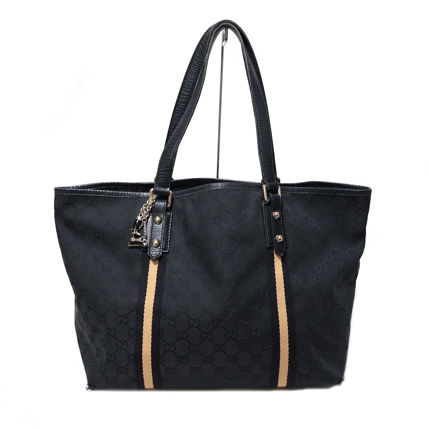 GUCCI グッチ  GGキャンバス シェリーライン チャーム 黒  139260002214  ブラック  レディース トートバッグ