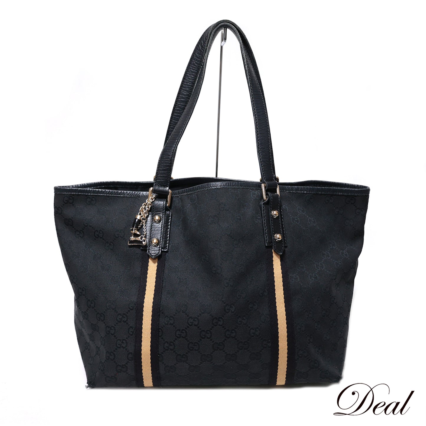 GUCCI グッチ  GGキャンバス シェリーライン チャーム 黒  139260002214  ブラック  レディース トートバッグ