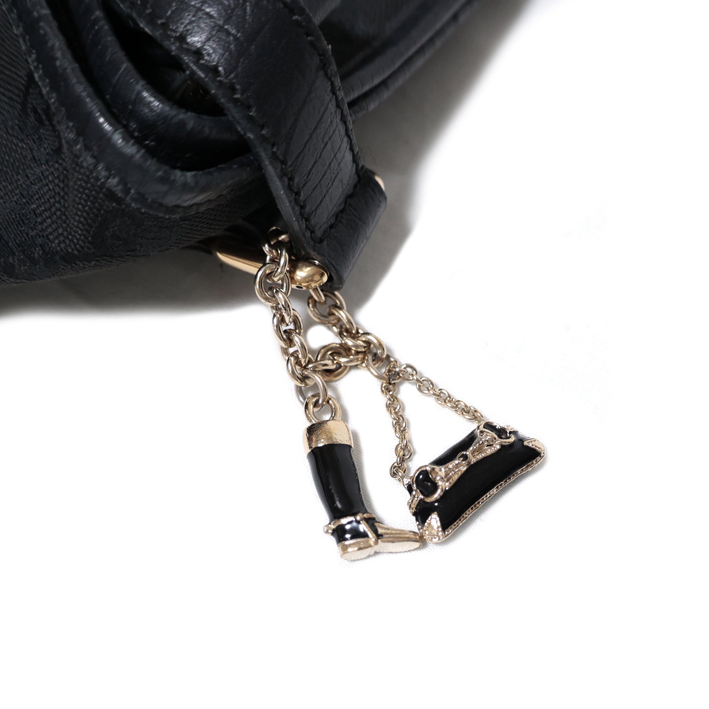 GUCCI グッチ  GGキャンバス シェリーライン チャーム 黒  139260002214  ブラック  レディース トートバッグ