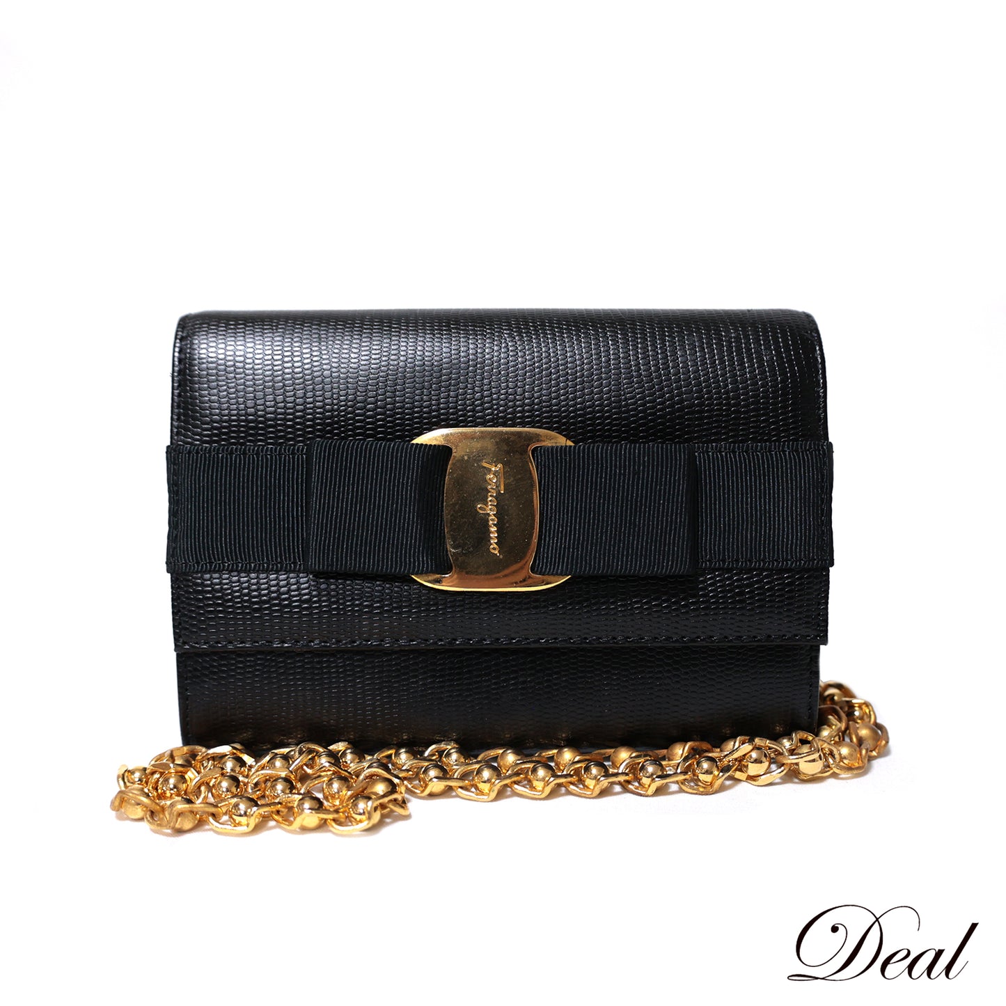 Salvatore Ferragamo サルヴァトーレ フェラガモ ヴァラ リボン チェーンショルダー 3WAY ブラック ブラック レディース ショルダーバッグ