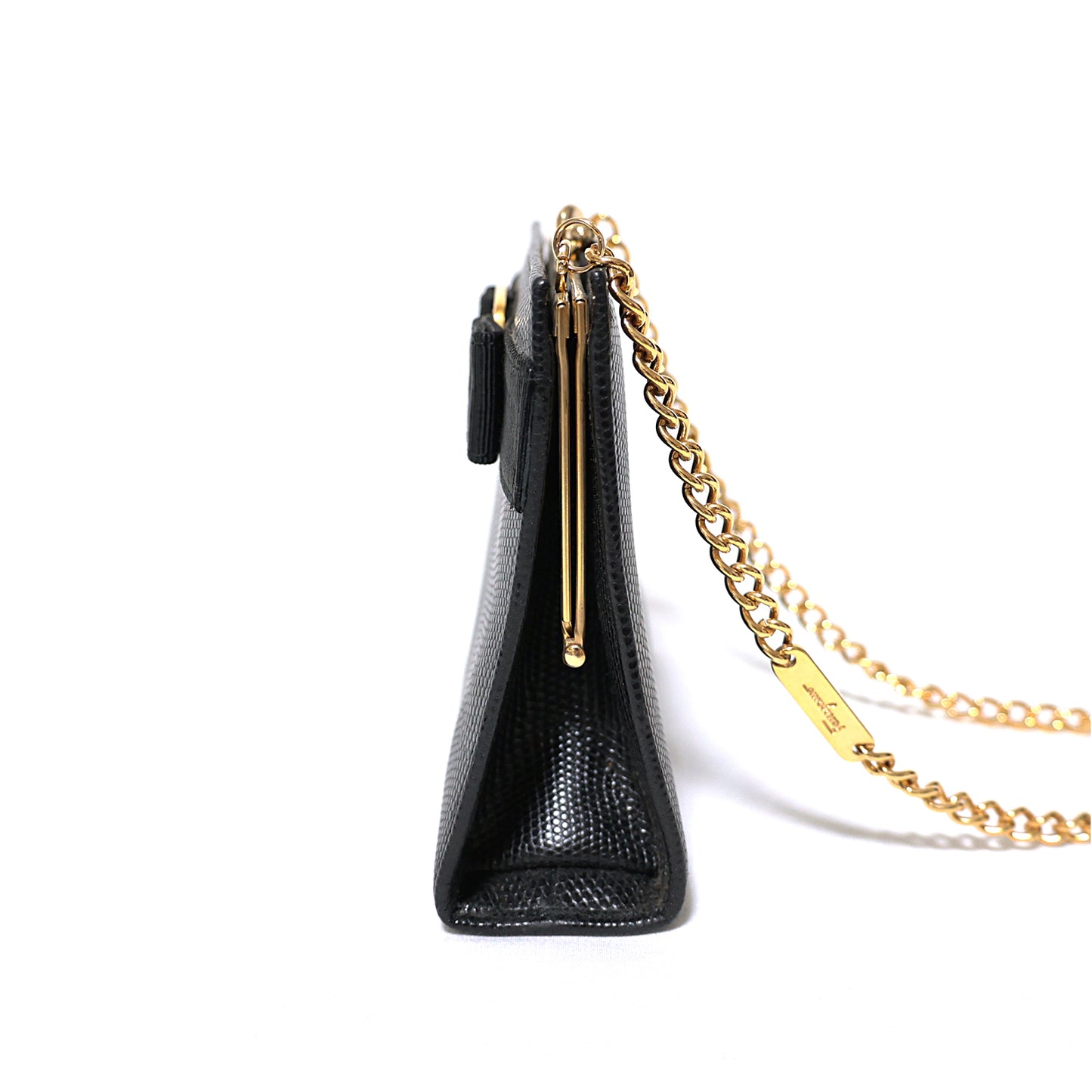 Salvatore Ferragamo Vara 丝带扣链条单肩包（黑色）