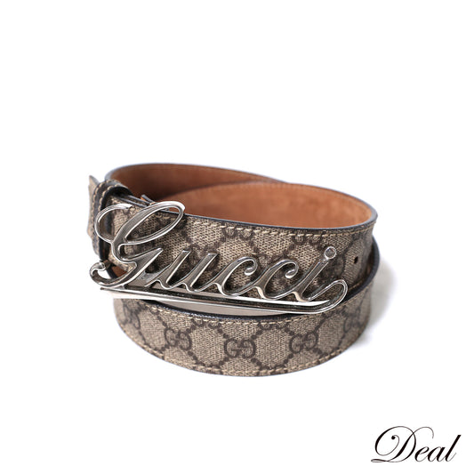 GUCCI グッチ  GGスプリーム ロゴ バックル  181830 497717  85/34  ベージュ  メンズ ベルト