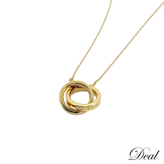 TIFFANY&Co. ティファニー インターロッキング 1837 2連 K18YG レディース ネックレス