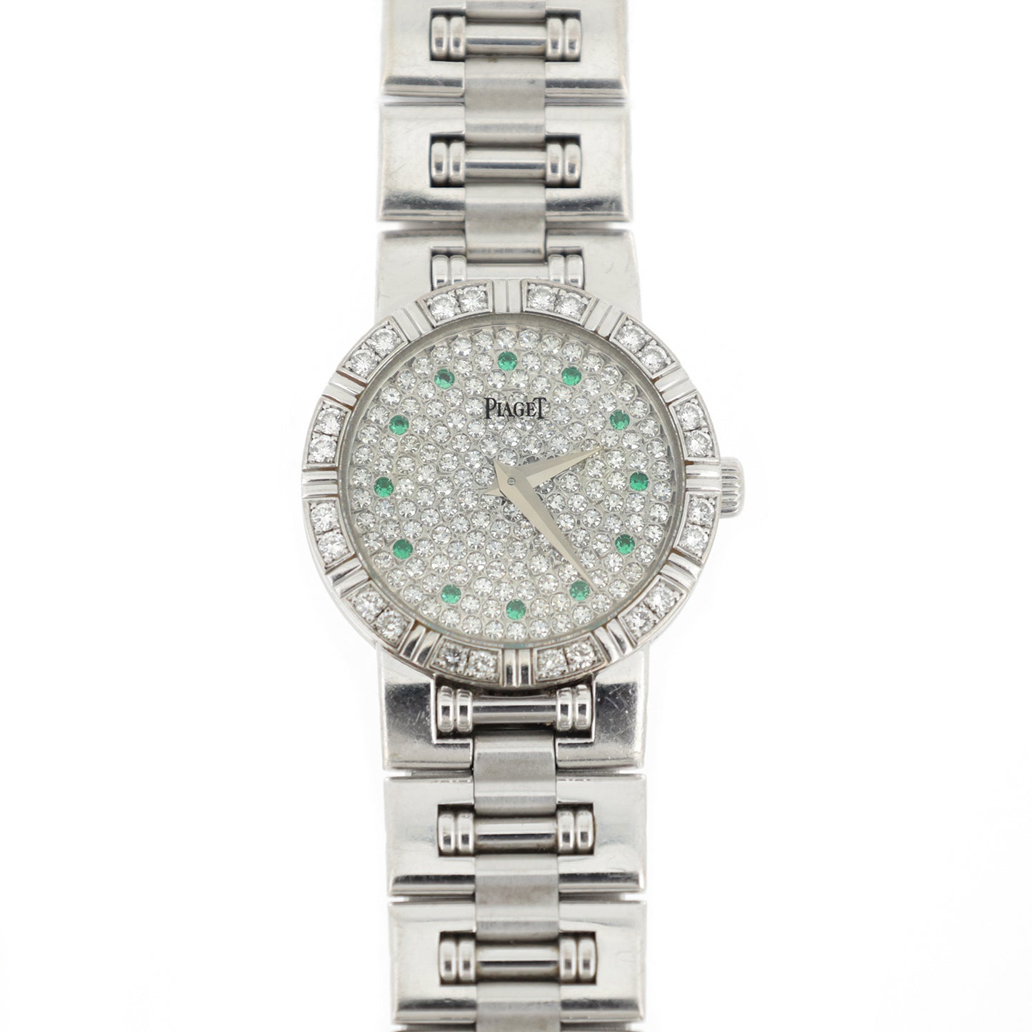 K18WG ベゼルダイヤ PIAGET ピアジェ  ダンサー 12Pエメラルド パヴェダイヤ  80564K81  レディース 腕時計