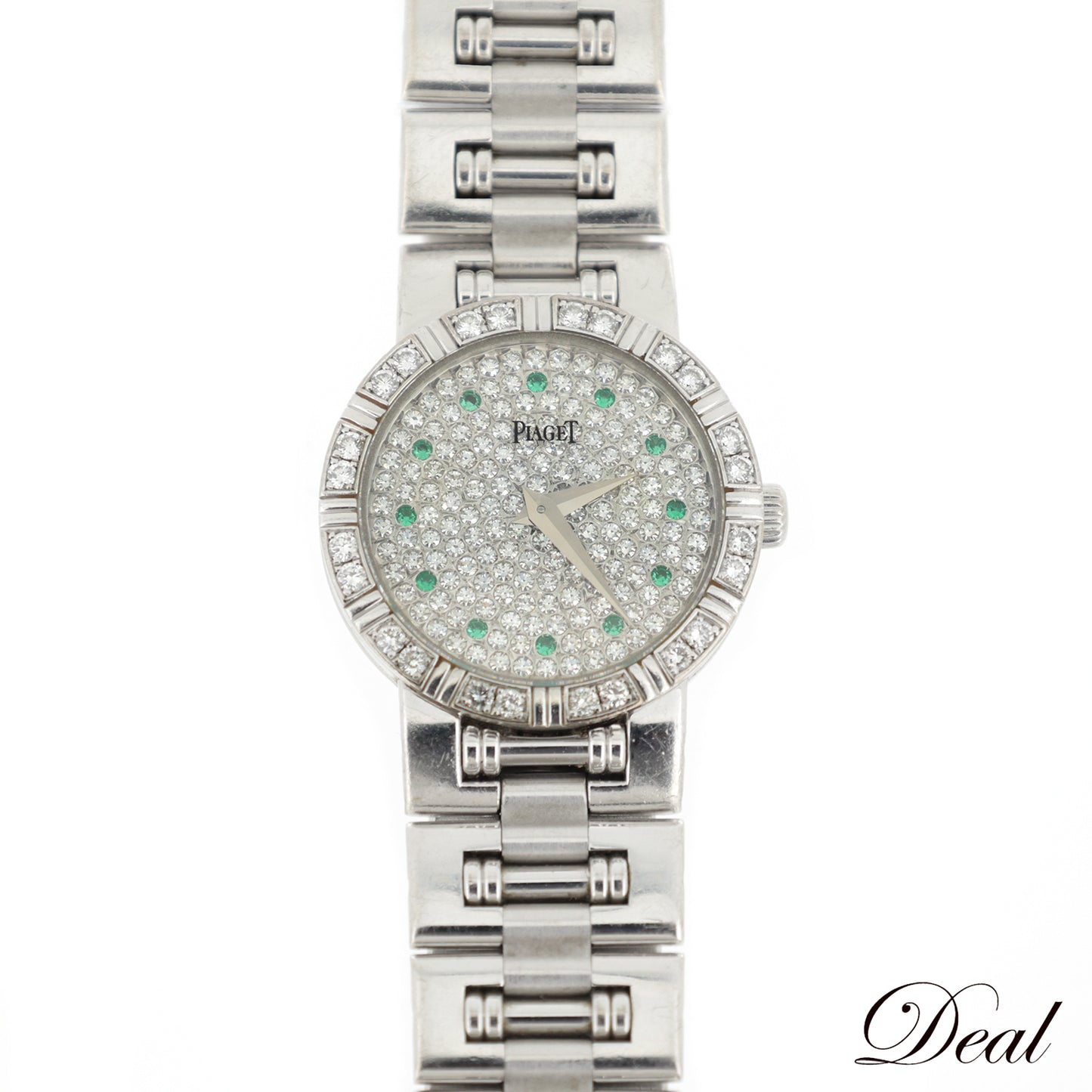 K18WG ベゼルダイヤ PIAGET ピアジェ  ダンサー 12Pエメラルド パヴェダイヤ  80564K81  レディース 腕時計