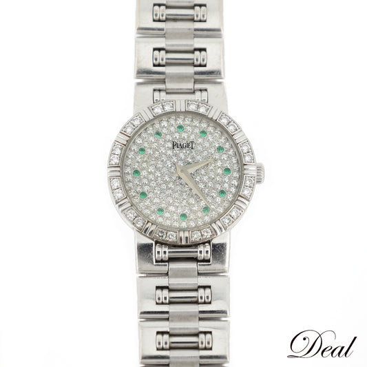 K18WG ベゼルダイヤ PIAGET ピアジェ  ダンサー 12Pエメラルド パヴェダイヤ  80564K81  レディース 腕時計