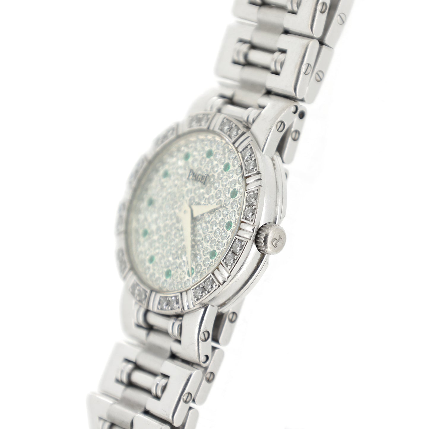 K18WG ベゼルダイヤ PIAGET ピアジェ  ダンサー 12Pエメラルド パヴェダイヤ  80564K81  レディース 腕時計