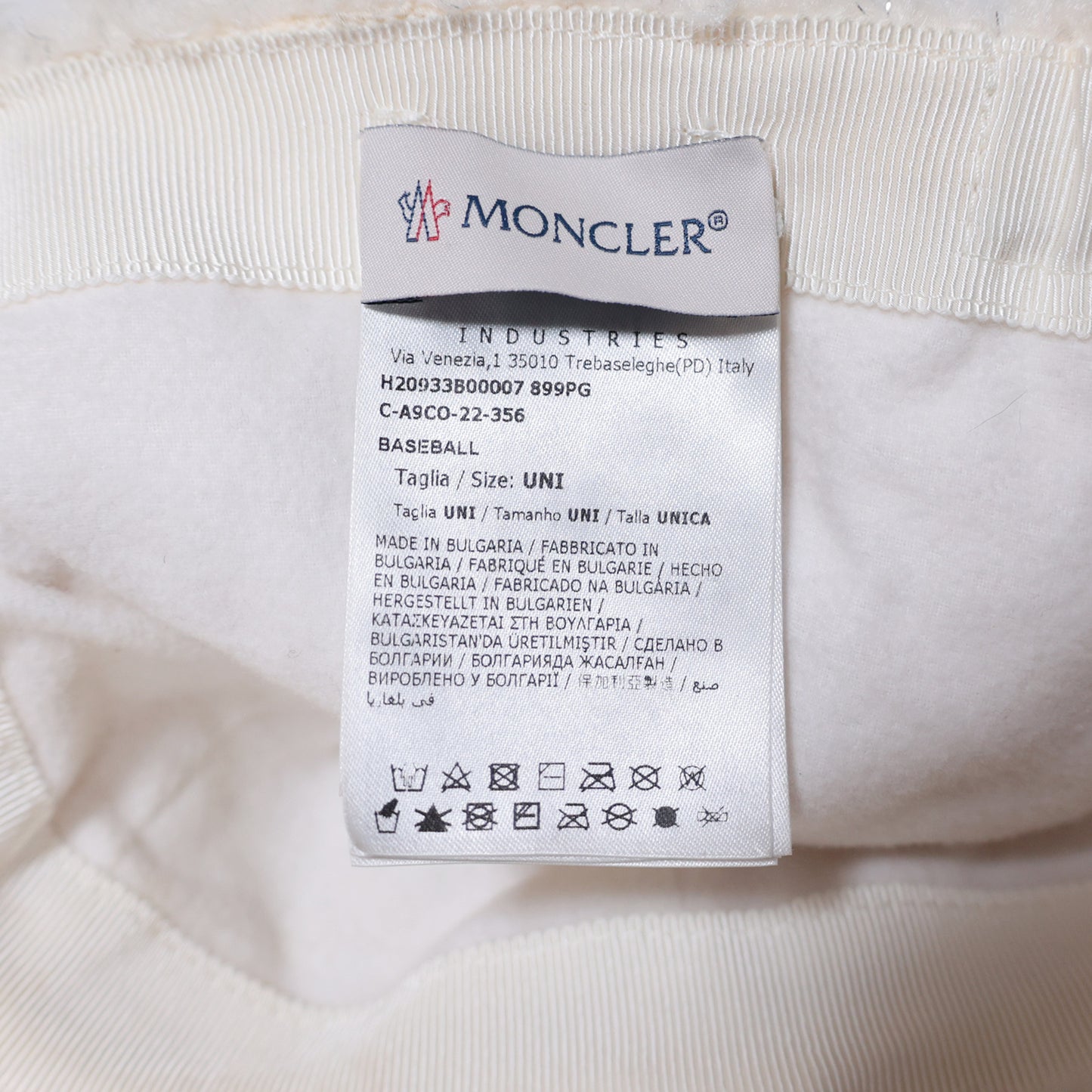 MONCLER Boa 棒球帽 H20933B00007 899PG 白色 女士帽子