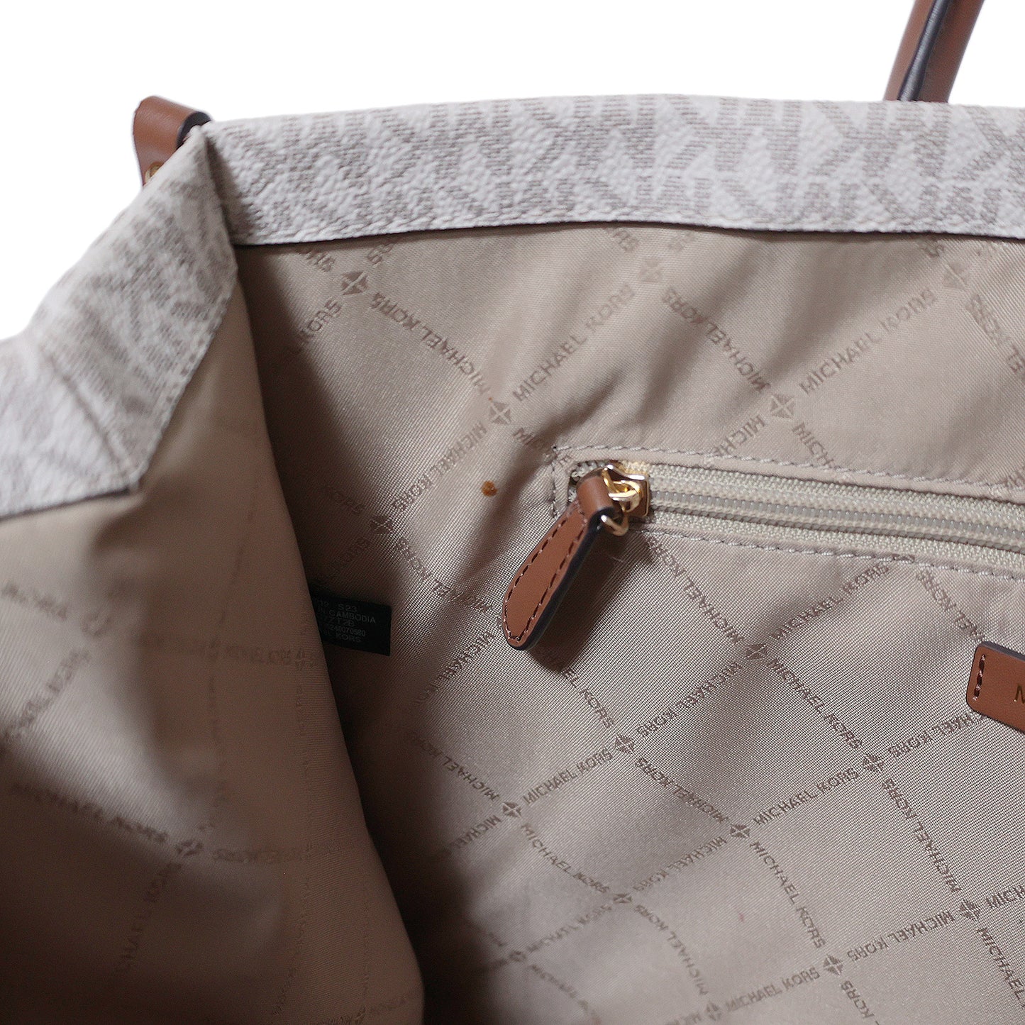 MICHAEL KORS マイケルコース  MKシグネチャー ショッパー ブラウン ホワイト系  クロシェット付  ブラウン  レディース トートバッグ