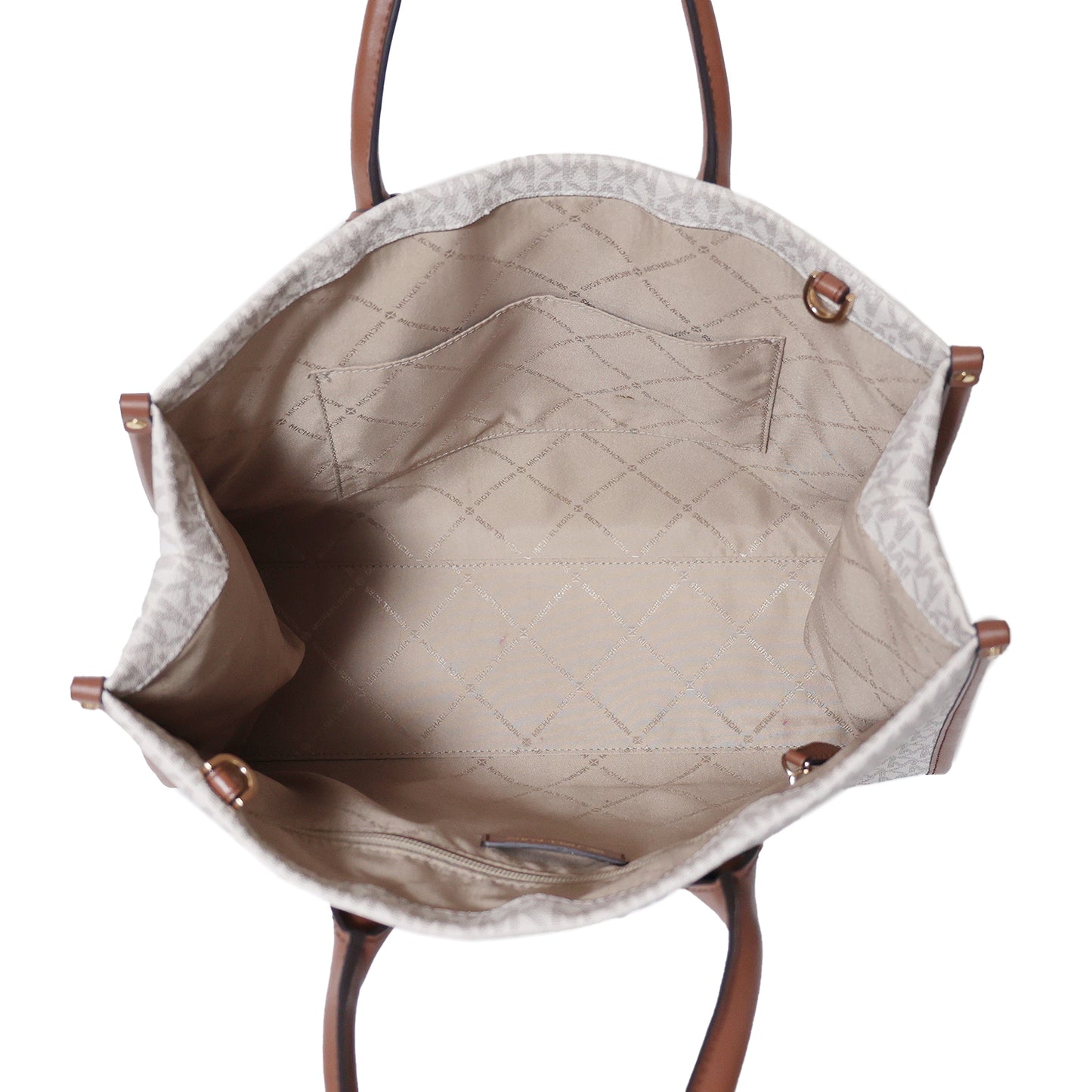 MICHAEL KORS マイケルコース  MKシグネチャー ショッパー ブラウン ホワイト系  クロシェット付  ブラウン  レディース トートバッグ