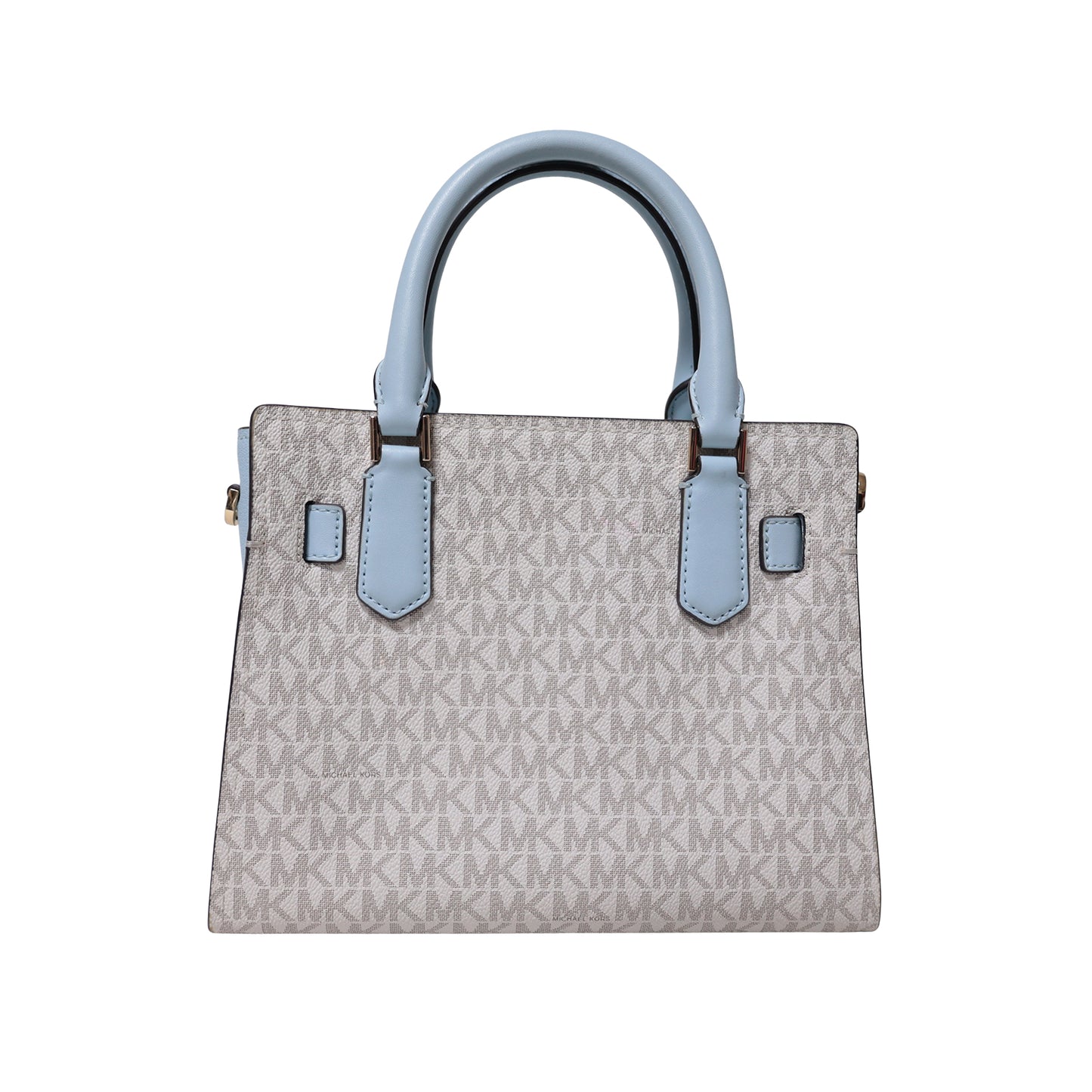 MICHAEL KORS マイケルコース  MKシグネチャー ライトブルー ホワイト系 ゴールド金具  鍵付き  ブルー  レディース ハンドバッグ