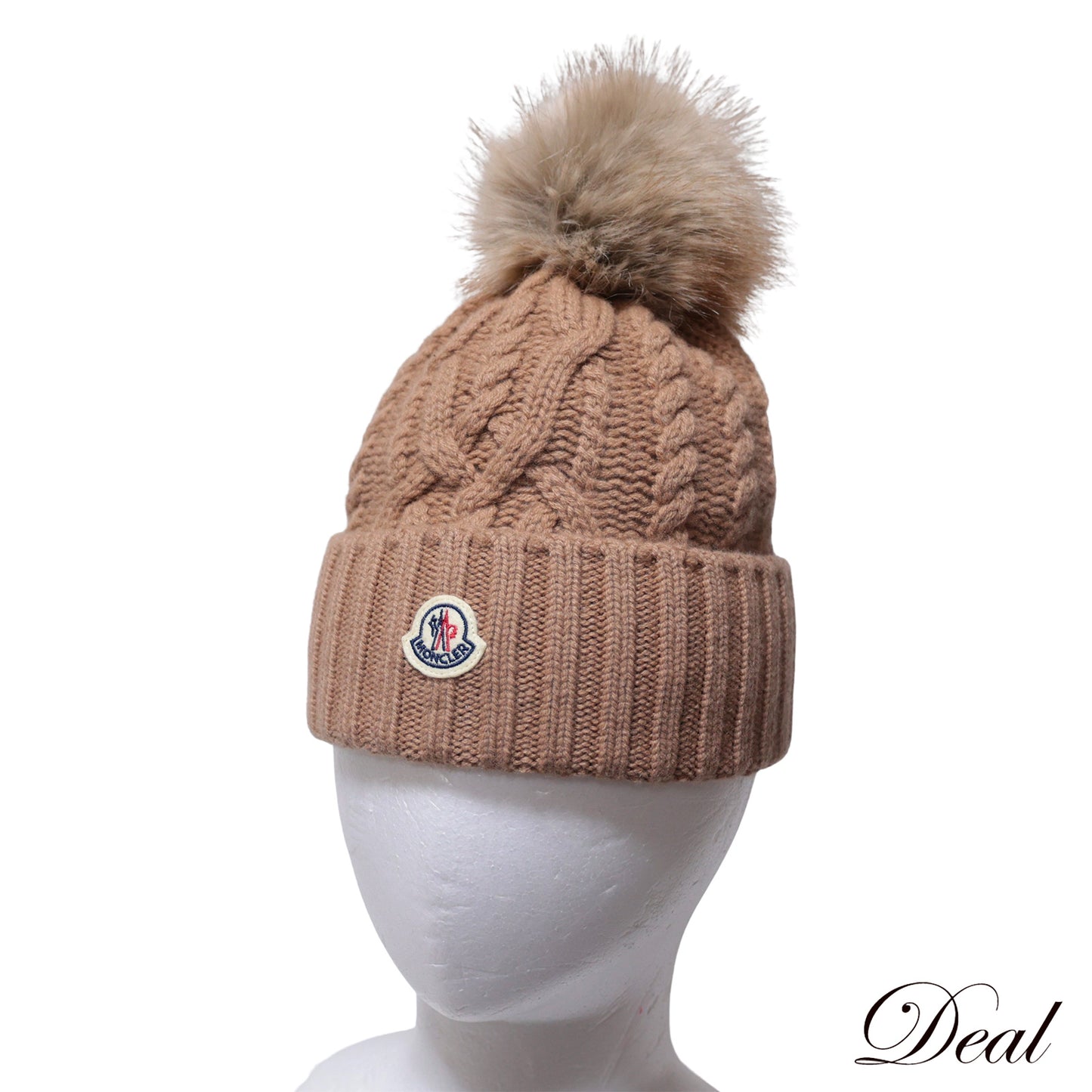 美品 MONCLER モンクレール ポンポン付 ニット帽 J20933B00029 ユニセックス ベージュ レディース 帽子