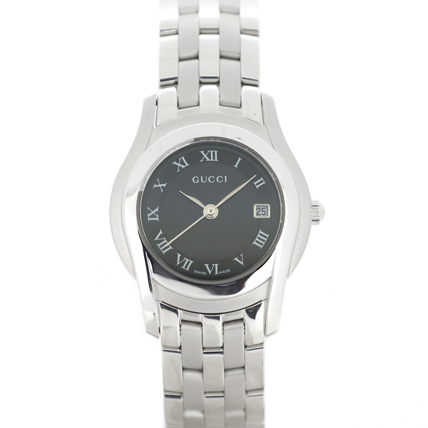 美品 GUCCI グッチ  ラウンドウォッチ ブラック クォーツ  5500L  レディース 腕時計