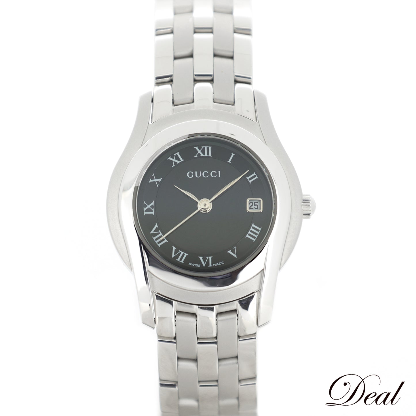 美品 GUCCI グッチ  ラウンドウォッチ ブラック クォーツ  5500L  レディース 腕時計