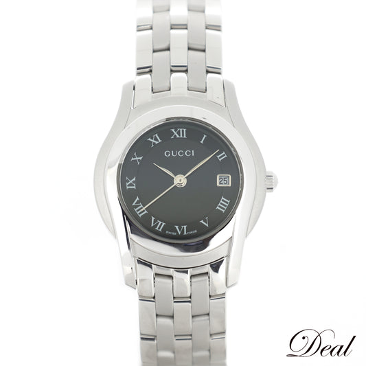 美品 GUCCI グッチ  ラウンドウォッチ ブラック クォーツ  5500L  レディース 腕時計