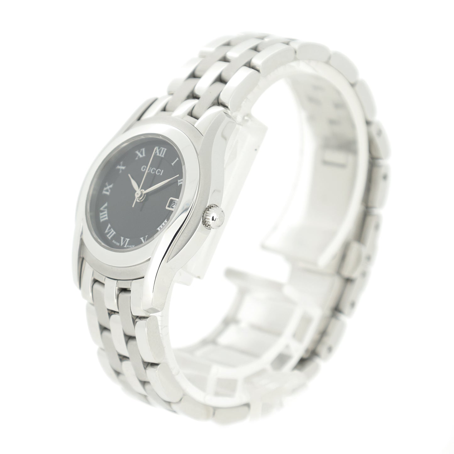 美品 GUCCI グッチ  ラウンドウォッチ ブラック クォーツ  5500L  レディース 腕時計