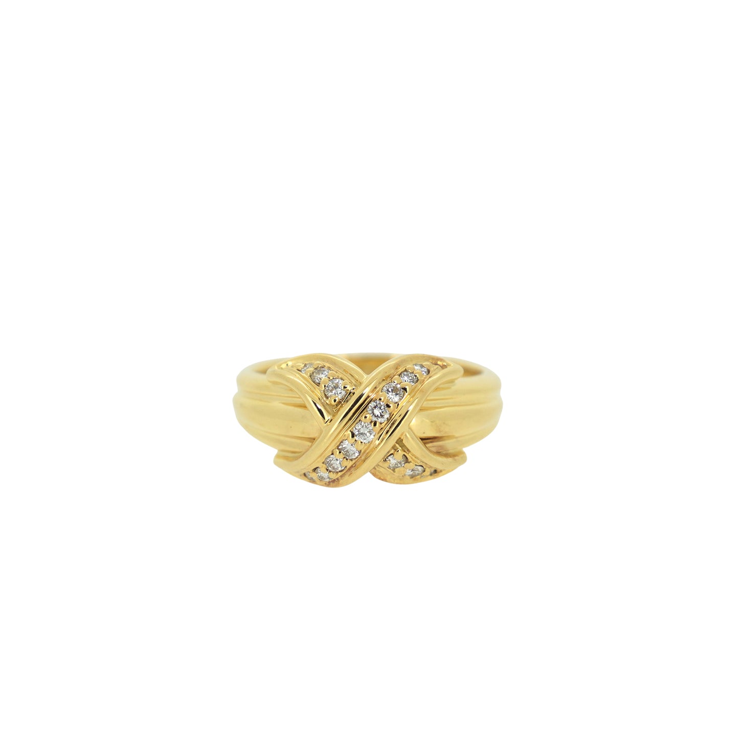TIFFANY &amp; Co. Tiffany Signature Cross 18K Yellow Gold Diamond Women's Ring