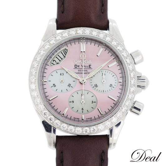 ベゼルダイヤ OMEGA オメガ デビルコーアクシャル クロノグラフ 4877.74.34 レディース 腕時計