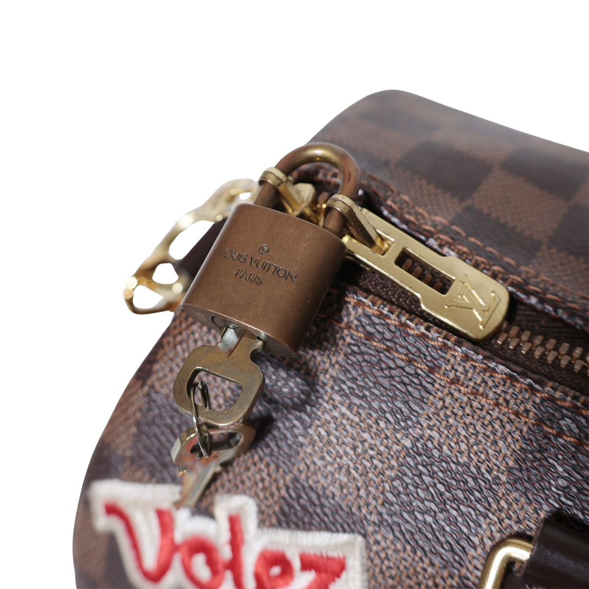 LOUIS VUITTON 루이 비통 스피디 반둘리에 30 다미에 LV 스토리즈 패치 N40060 2way 숄더 브라운 여성 핸드백
LV