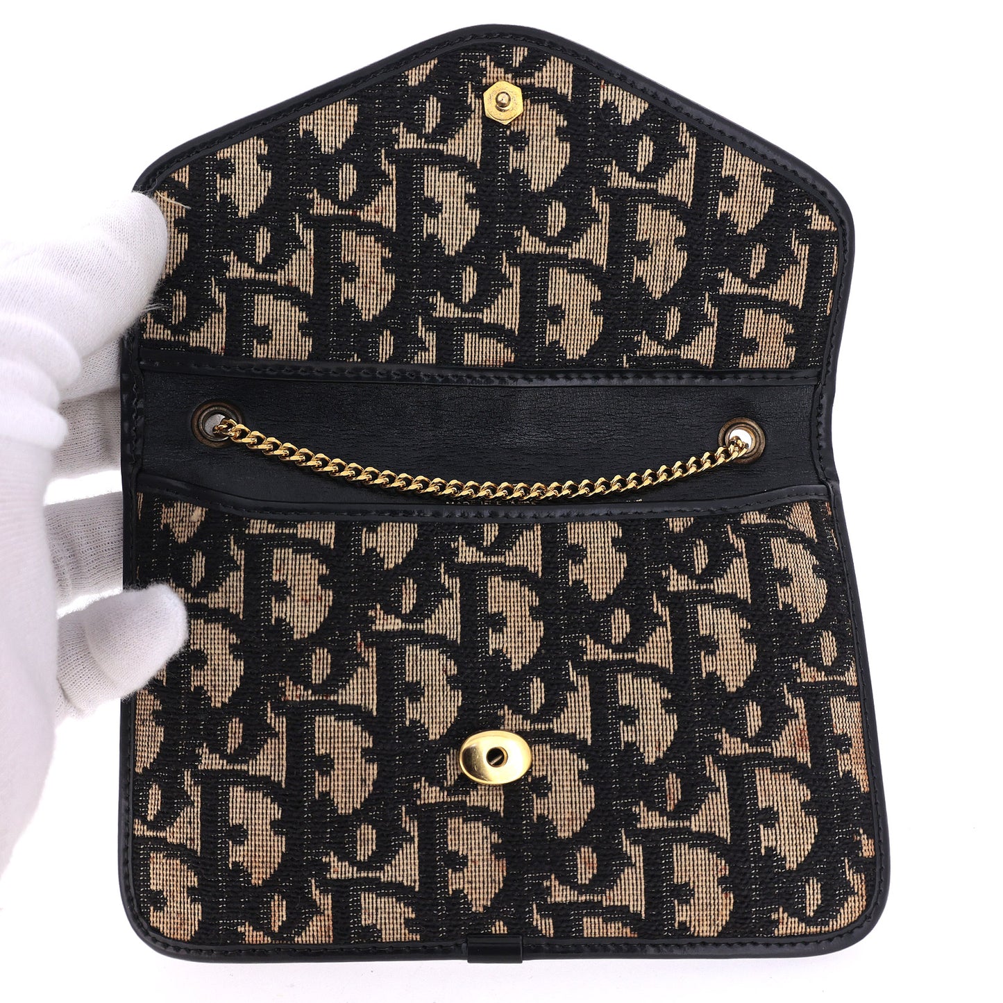 ヴィンテージ DIOR ディオール トロッター チェーン ネイビー レディース ポーチ