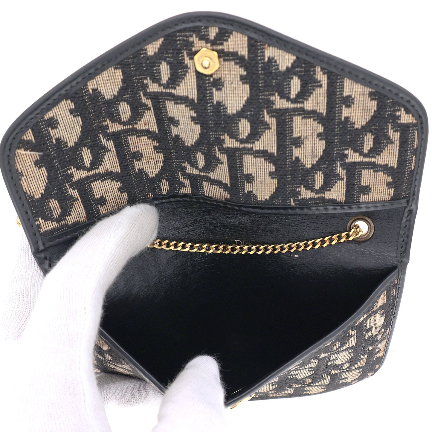 ヴィンテージ DIOR ディオール トロッター チェーン ネイビー レディース ポーチ