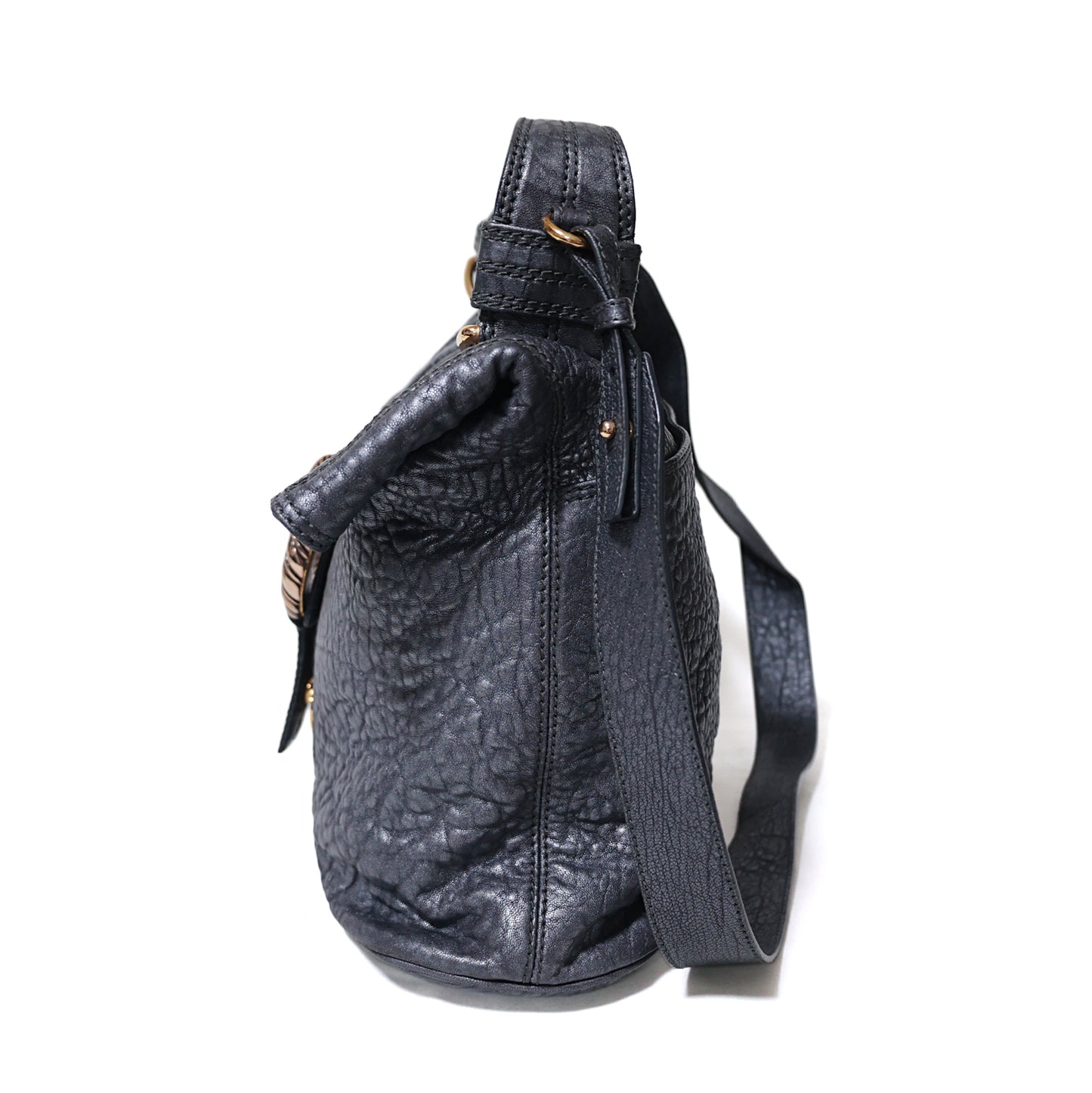 BVLGARI ブルガリ レオーニ メタリック ダークグレー 2way ハンドバッグ グレー レディース ショルダーバッグ