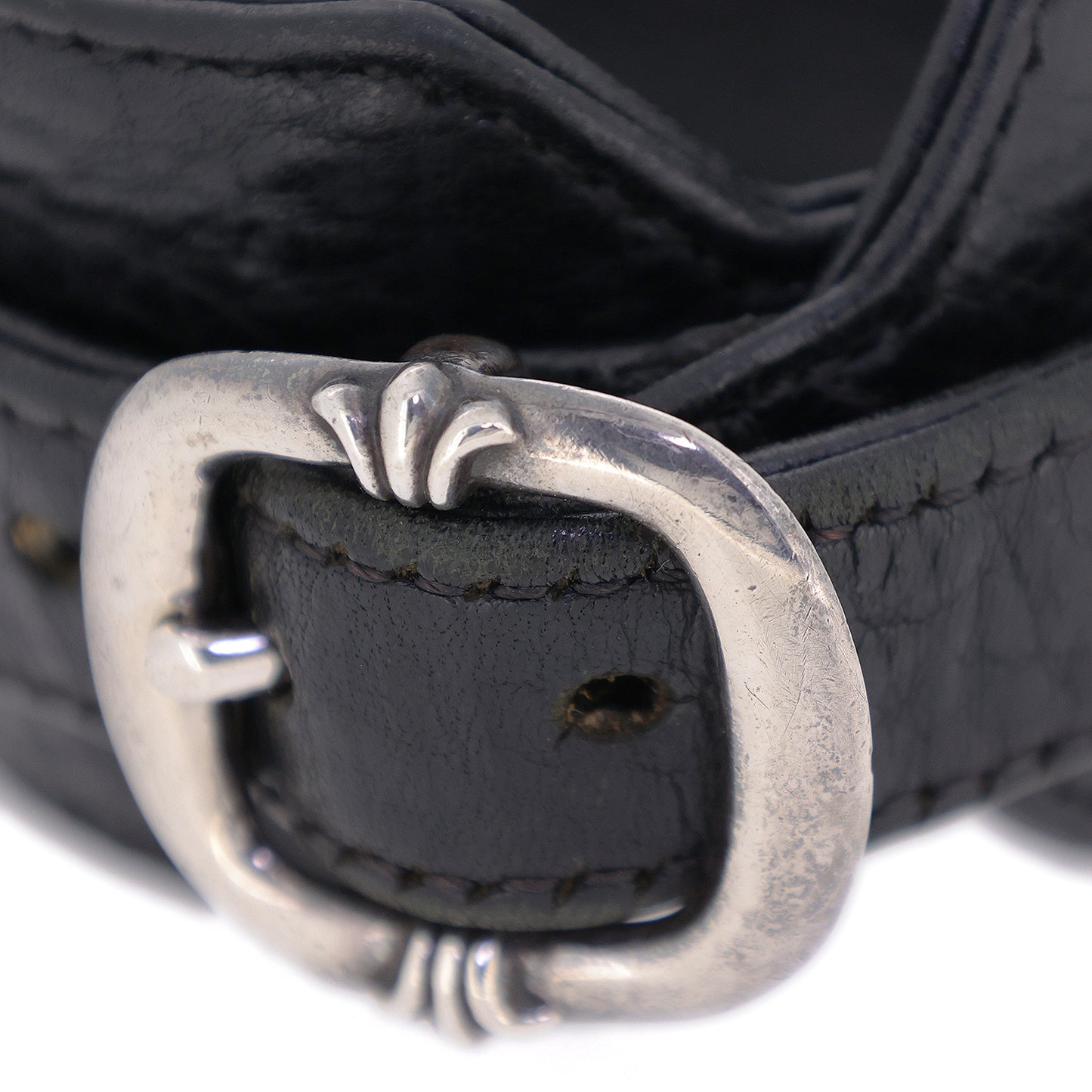 CHROME HEARTS クロムハーツ ロックンロール タイニー レザー ブラック メンズ ブレスレット