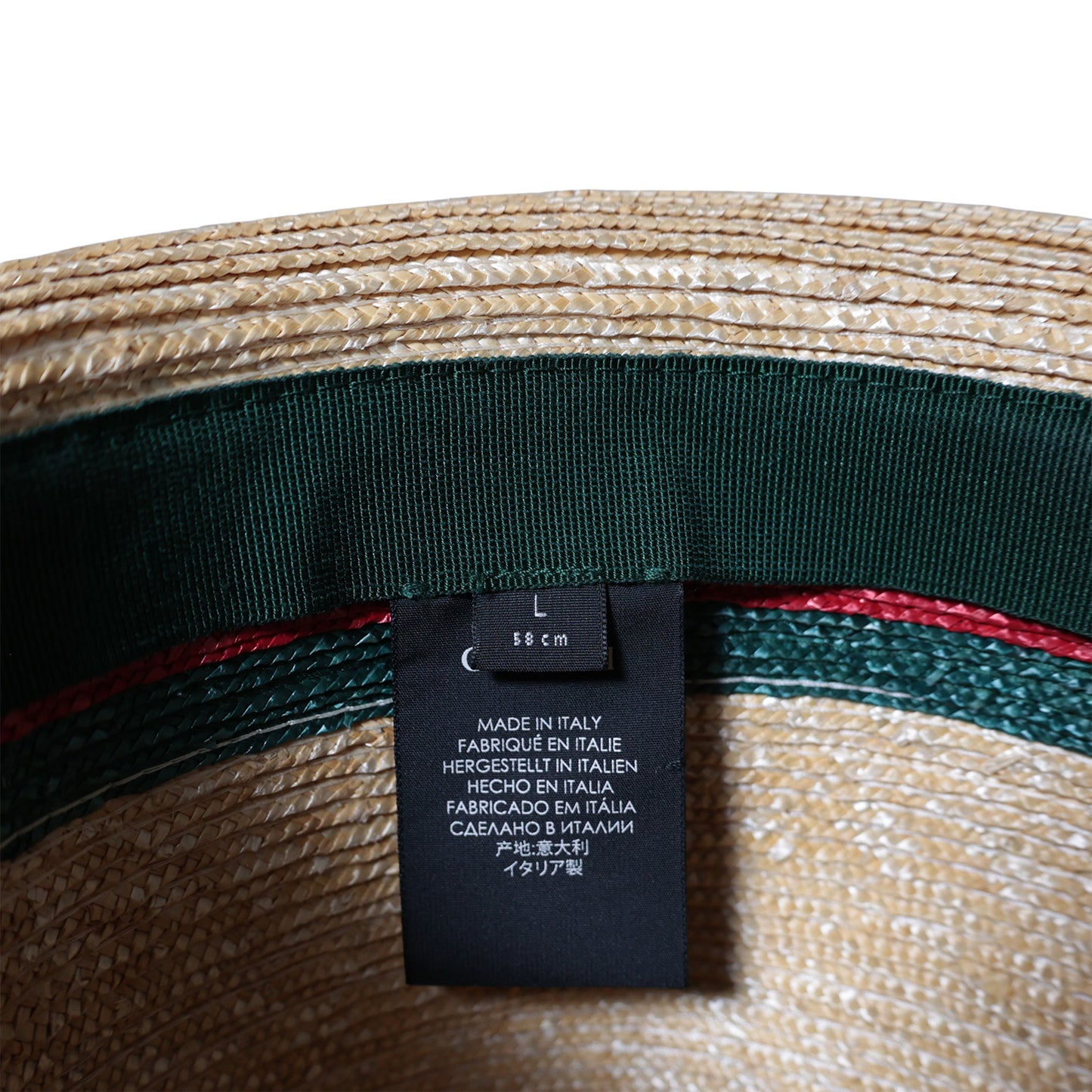 SALE GUCCI グッチ シェリーライン ストローハット 麦わら帽子 Lサイズ ユニセックス ベージュ メンズ 帽子