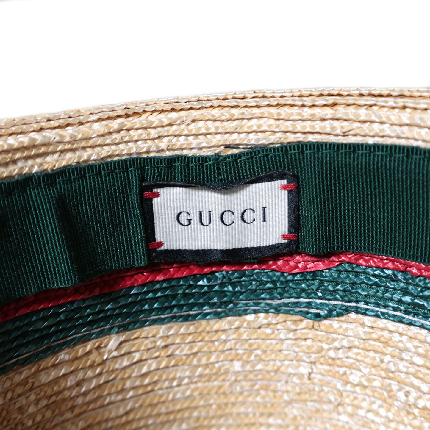 SALE GUCCI グッチ シェリーライン ストローハット 麦わら帽子 Lサイズ ユニセックス ベージュ メンズ 帽子