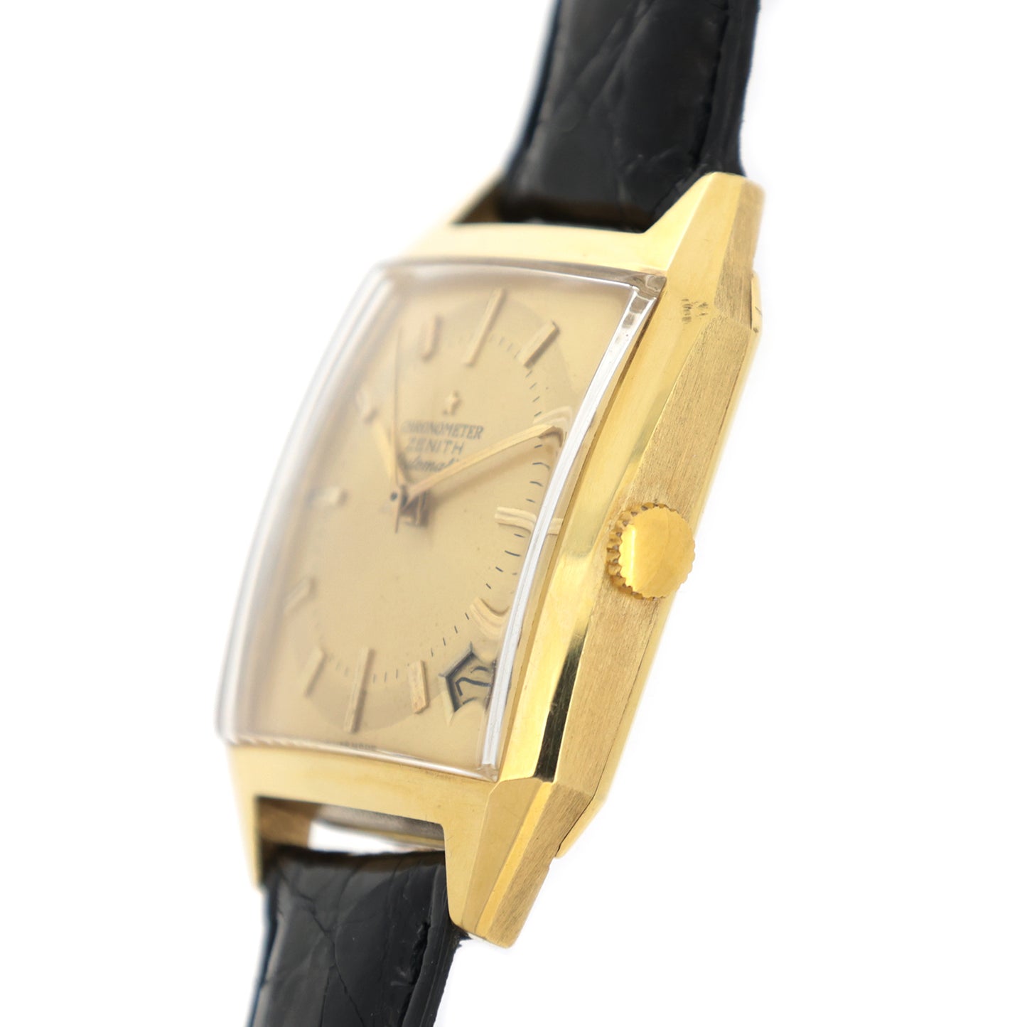 K18YG ZENITH ゼニス スクエア デイト クロノメーター アンティーク メンズ 腕時計