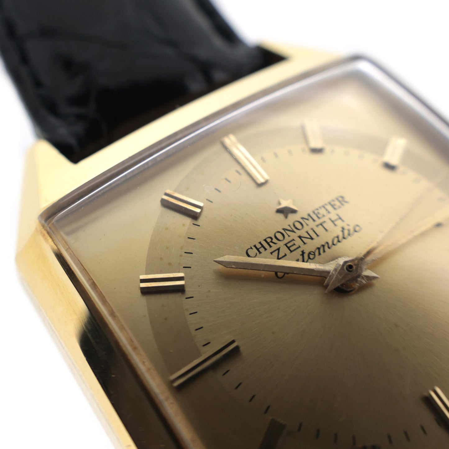 K18YG ZENITH ゼニス スクエア デイト クロノメーター アンティーク メンズ 腕時計