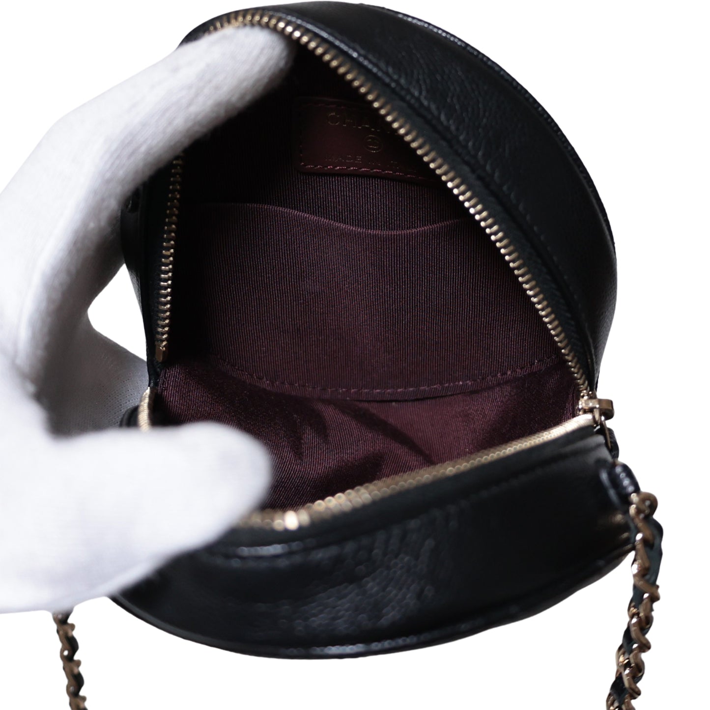 CHANEL シャネル マトラッセ ラウンド ミニ チェーン キャビアスキン ブラック レディース ショルダーバッグ