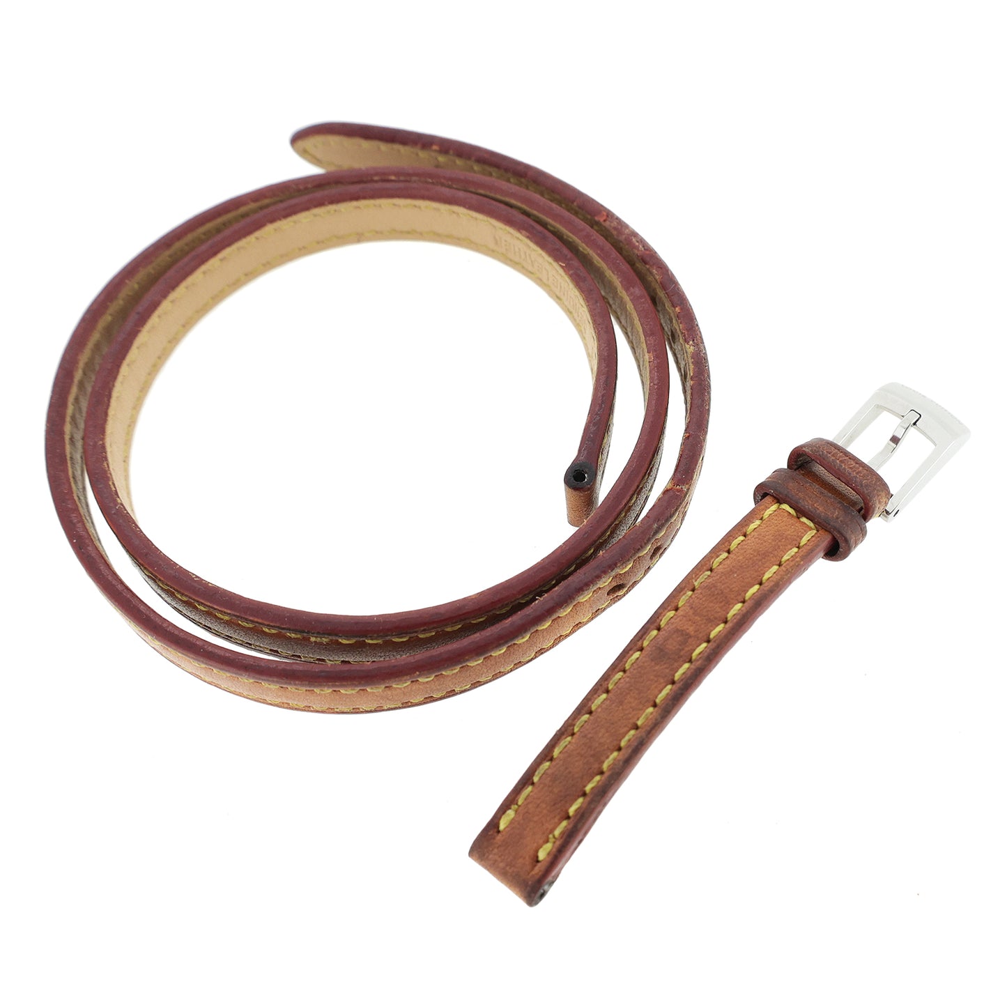 LOUIS VUITTON ルイ・ヴィトン 純正 レザーベルト タンブール トリプルコイルド ストラップ 尾錠付き ブラウン レディース 時計ベルト
LV