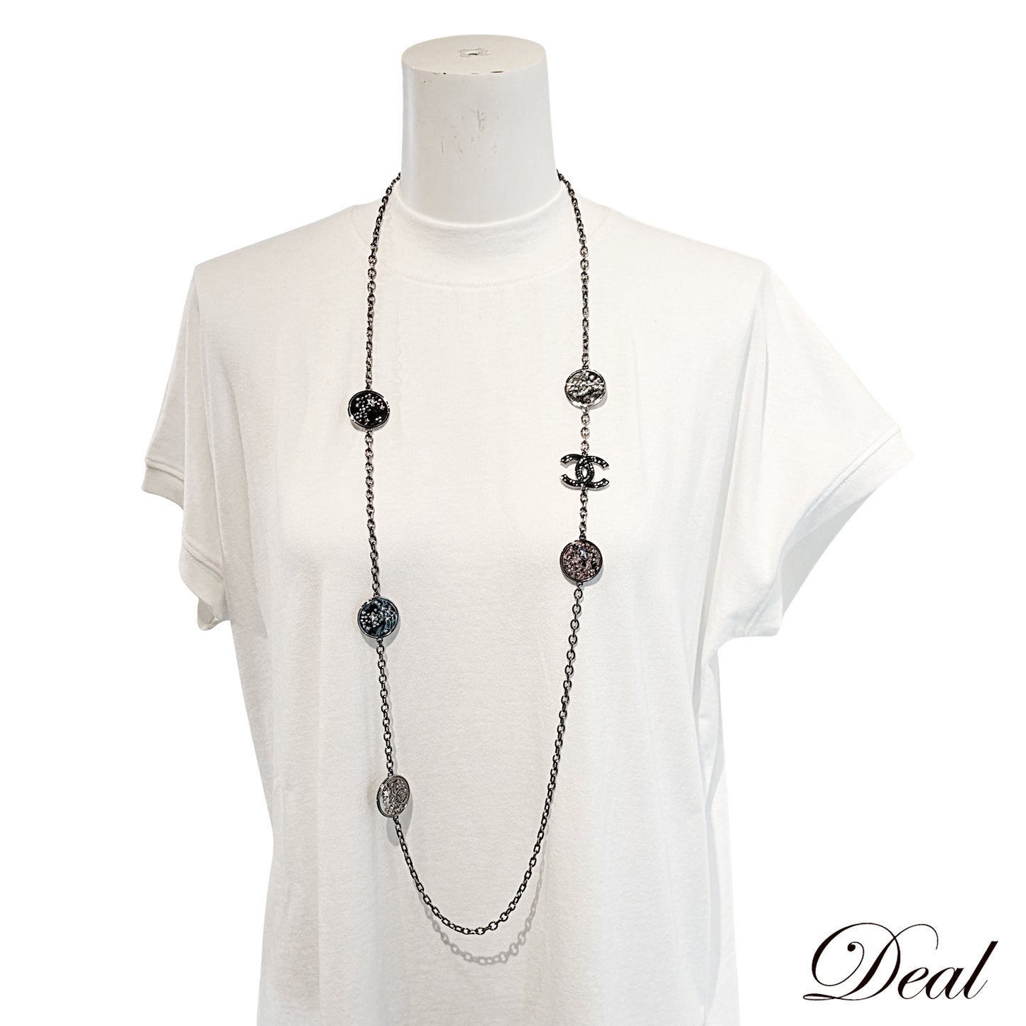 CHANEL シャネル ココマーク スター メダル ストラス B24 K ロング グレー レディース ネックレス