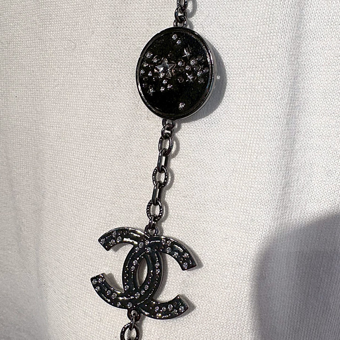 CHANEL シャネル ココマーク スター メダル ストラス B24 K ロング グレー レディース ネックレス