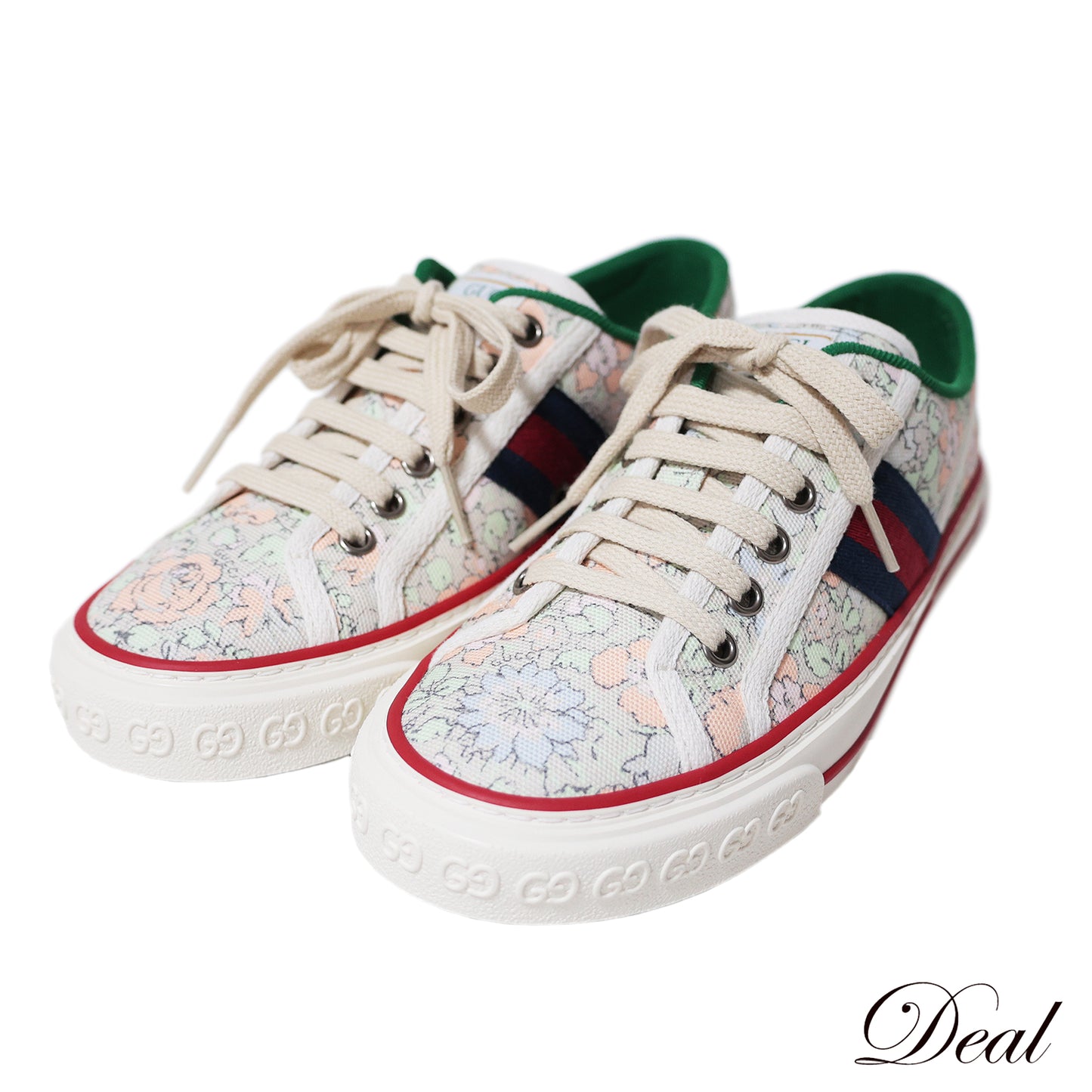 美品 GUCCI グッチ テニス1977 LIBERTY リバティ 花柄 ローカット #36 23cm ホワイト レディース スニーカー