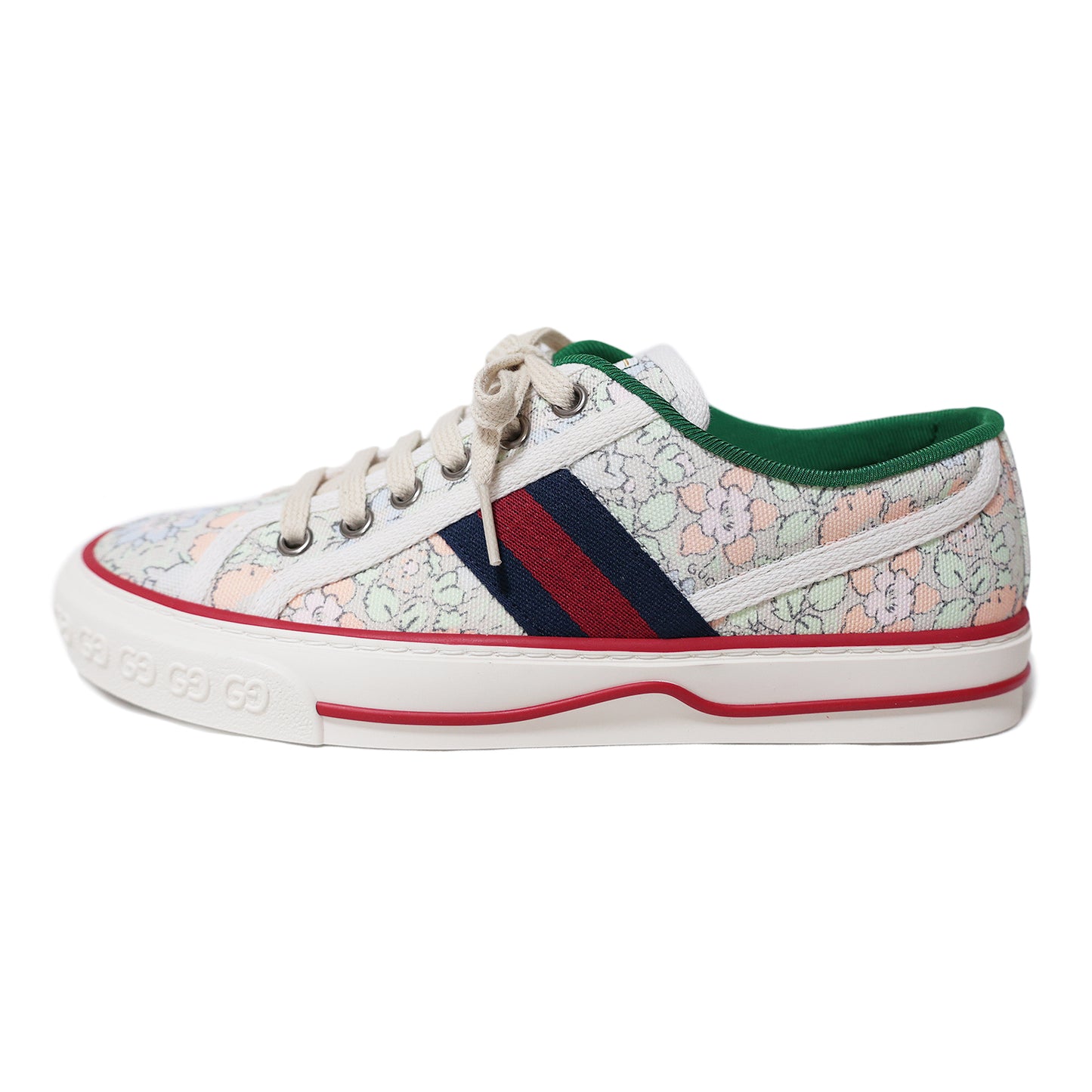 美品 GUCCI グッチ テニス1977 LIBERTY リバティ 花柄 ローカット #36 23cm ホワイト レディース スニーカー