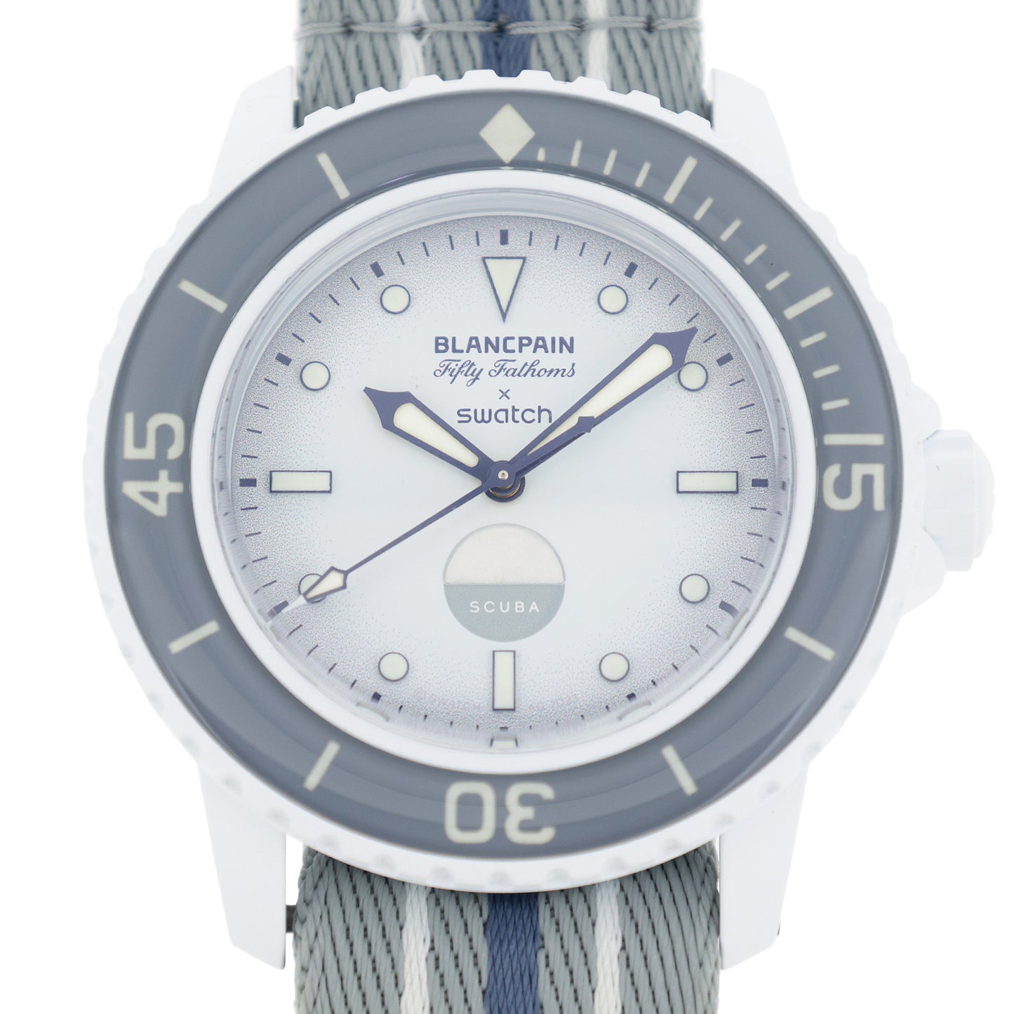 未使用 保管品 Swatch スウォッチ ブランパン×スウォッチ スキューバ フィフティ ファゾムス SO35S100 メンズ 腕時計